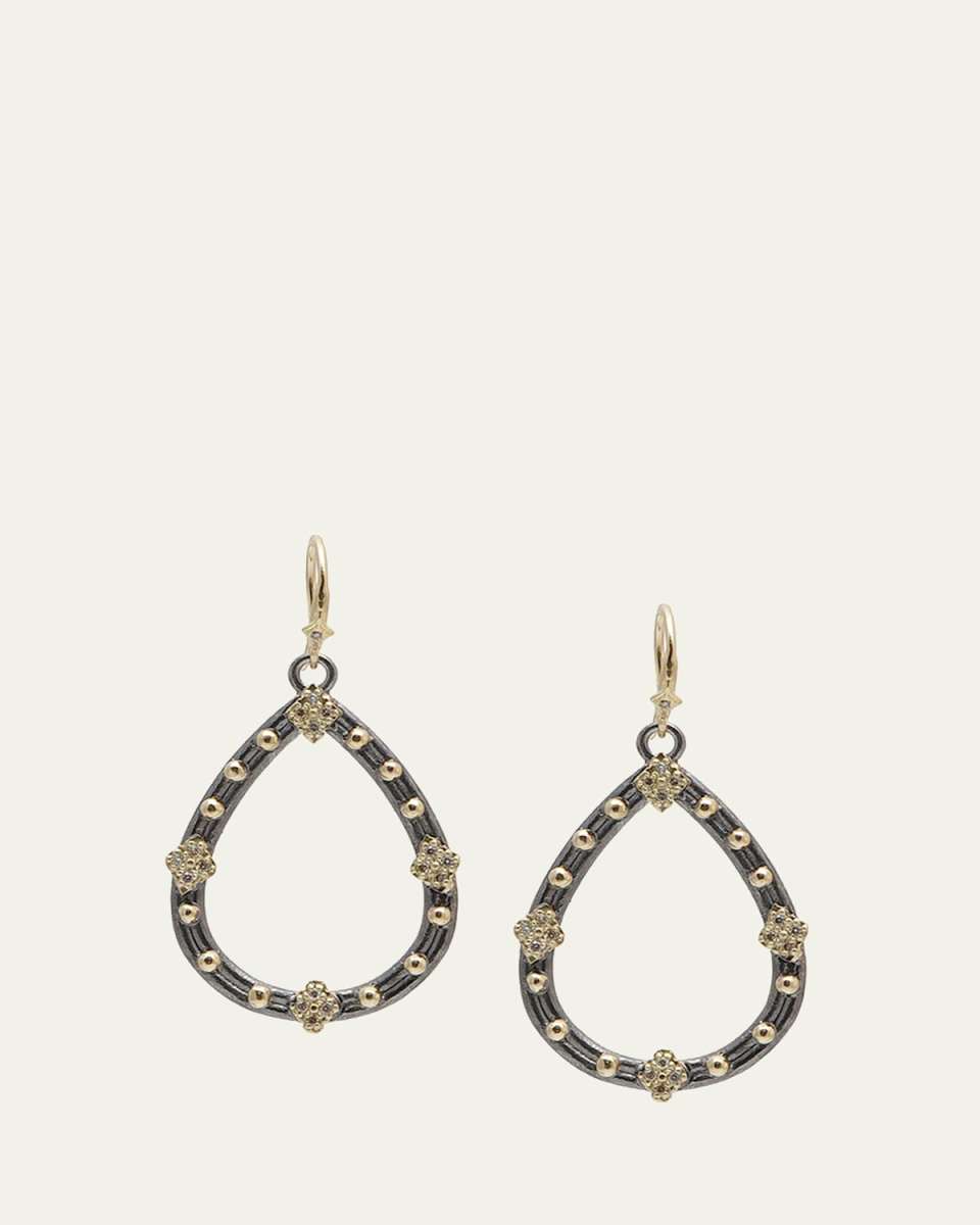 Old World Champagne Diamond Open Pear Earrings, 30mm